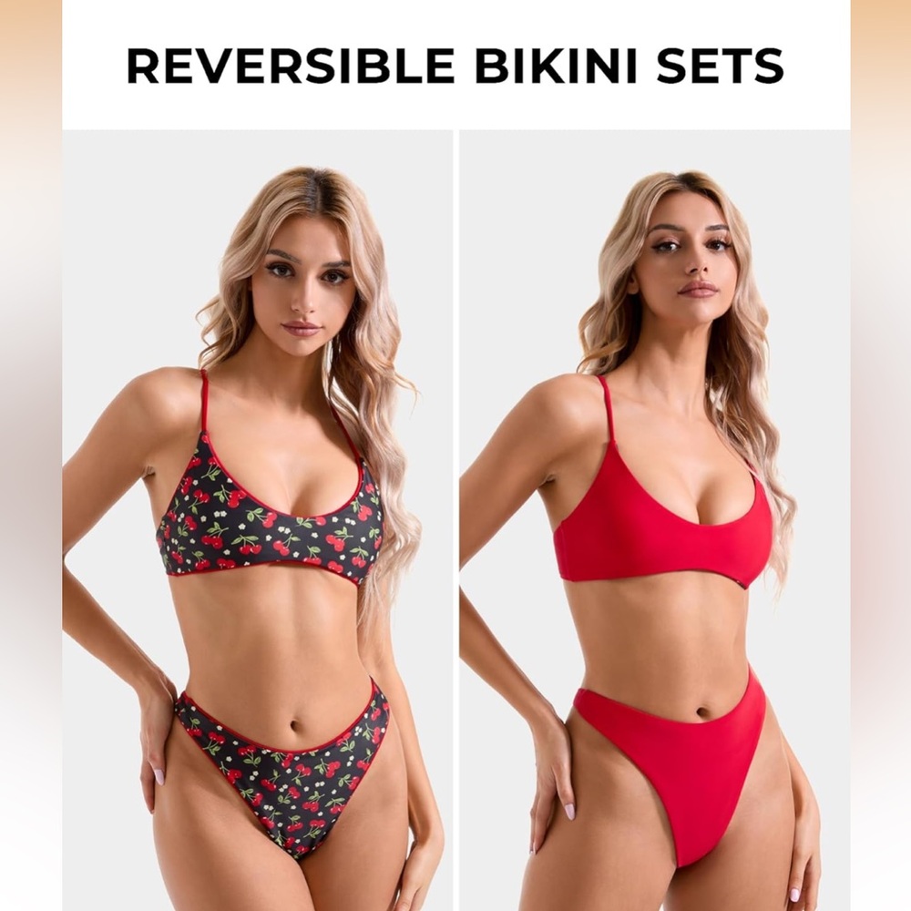 Cherry Print Bikini Set - Reversible - image 1